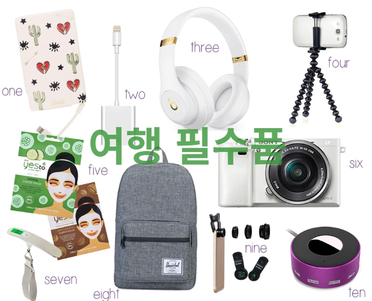 해외 여행 필수품 모음 - 멀티어댑터, 여권지갑, 약 파우치, 보조 배터리 등